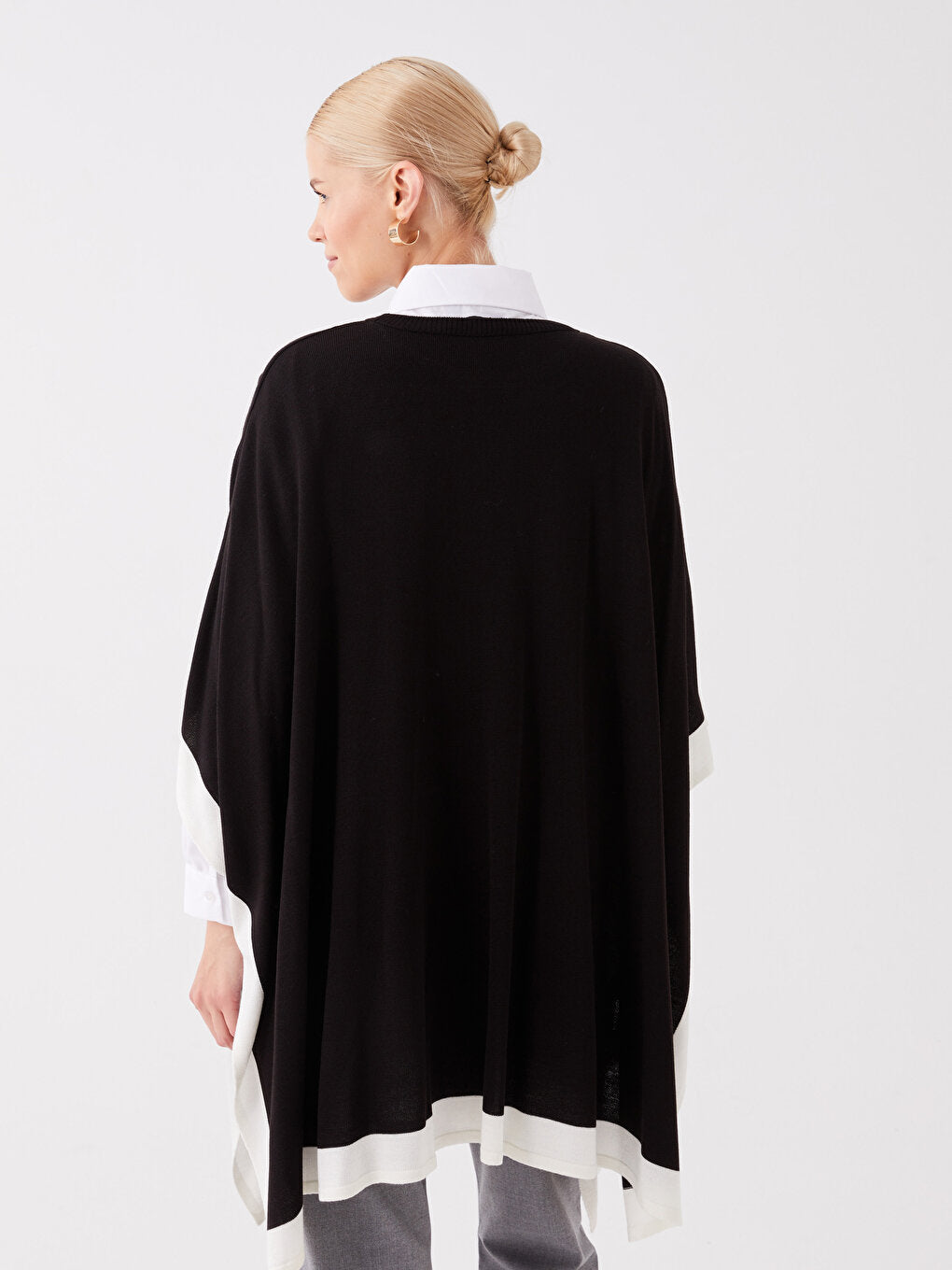 Crew Neck Plain Oversize Women's Knitwear Poncho