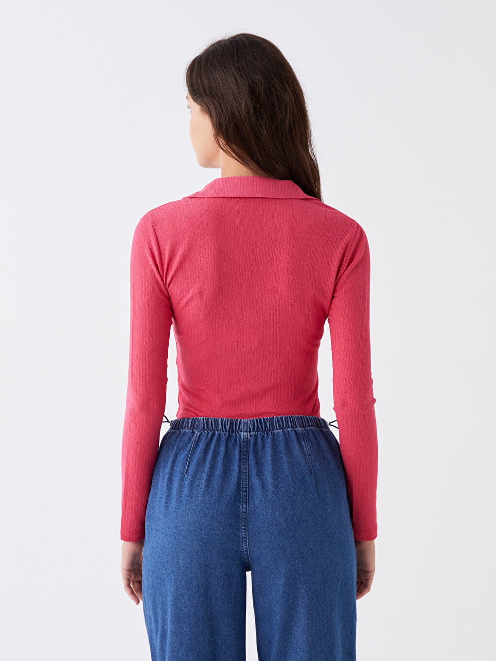 Plain Long Sleeve Women's Crop Shirt