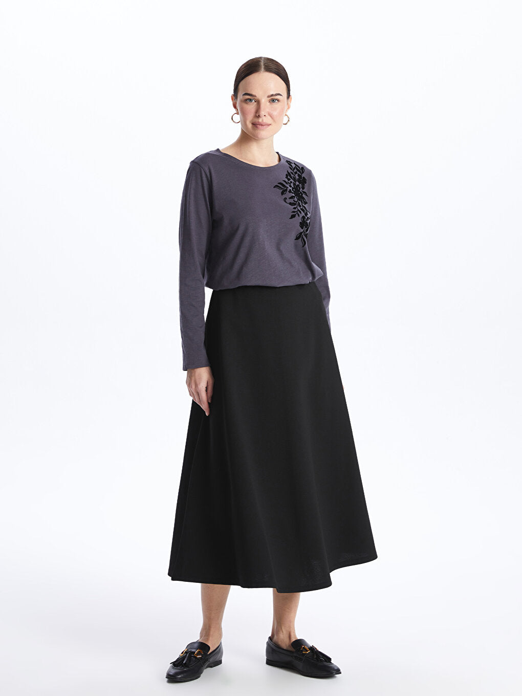 Straight A-Line Women's Skirt with Elastic Waist