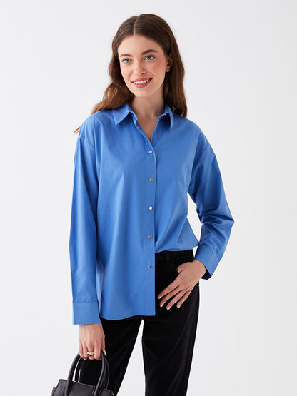 Plain Long Sleeve Poplin Women's Shirt