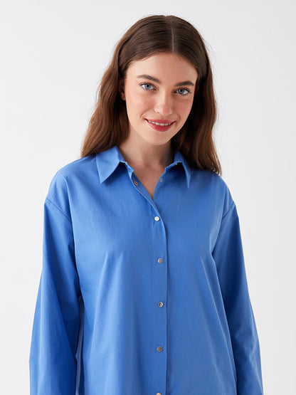 Plain Long Sleeve Poplin Women's Shirt