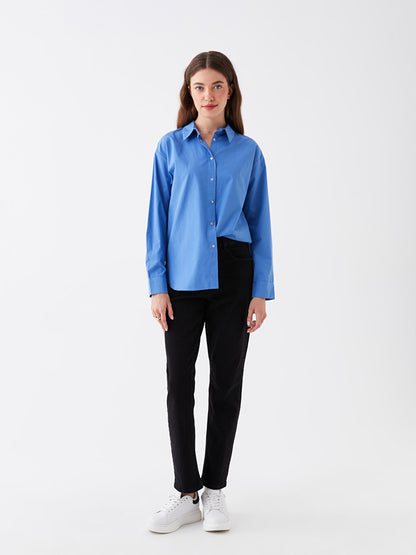 Plain Long Sleeve Poplin Women's Shirt