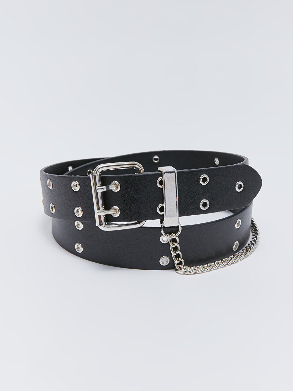 Leather Look Eyelet Detailed Women's Belt