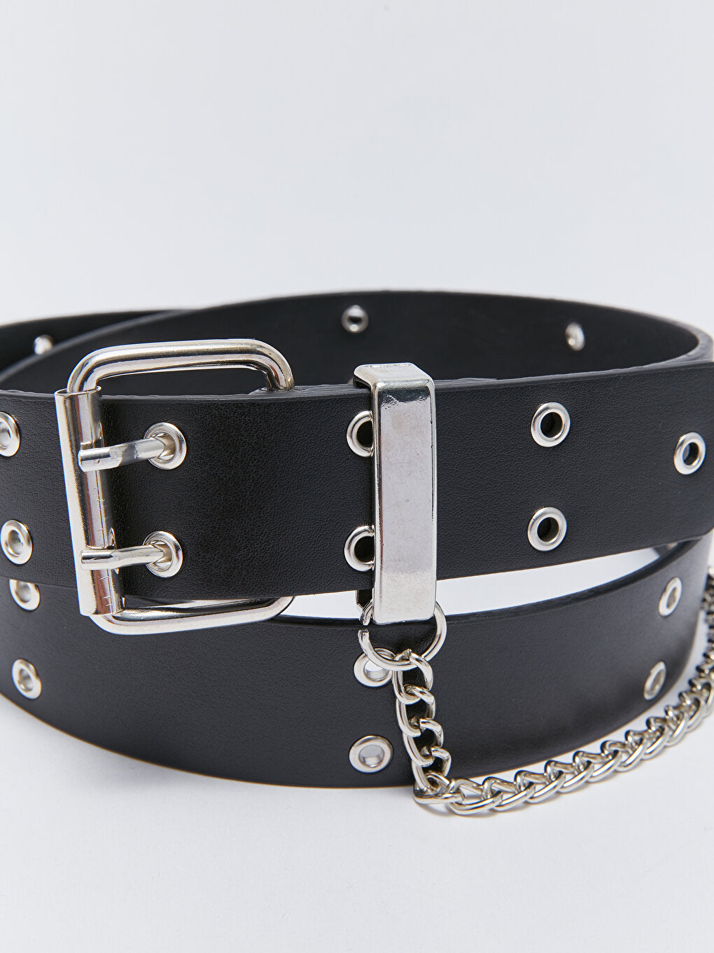 Leather Look Eyelet Detailed Women's Belt