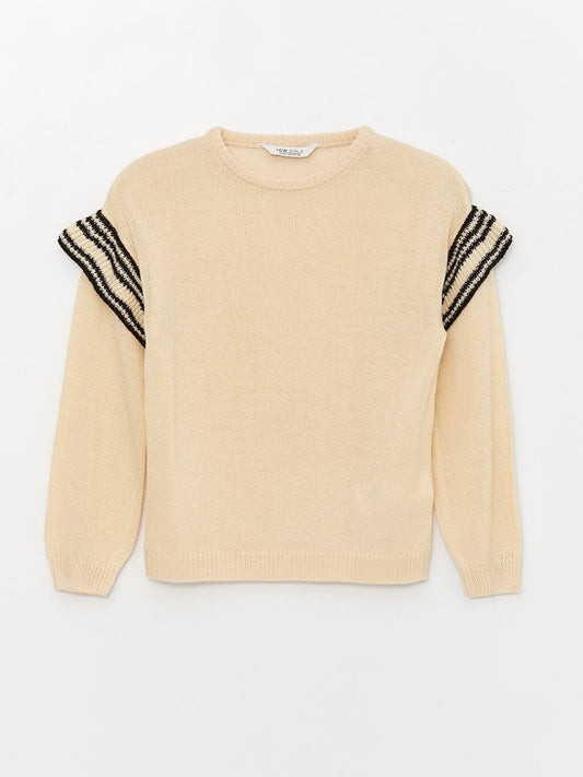 Crew Neck Long Sleeve Girl's Knitwear Sweater