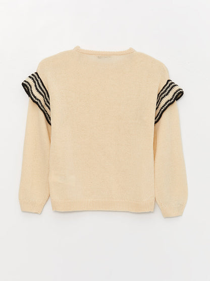 Crew Neck Long Sleeve Girl's Knitwear Sweater