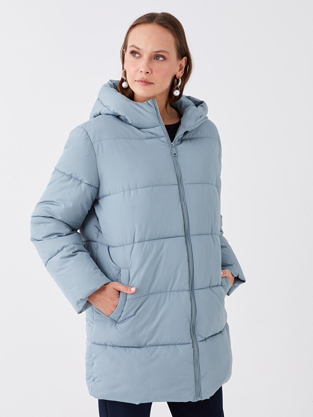 Women's Hooded Plain Puffer Coat