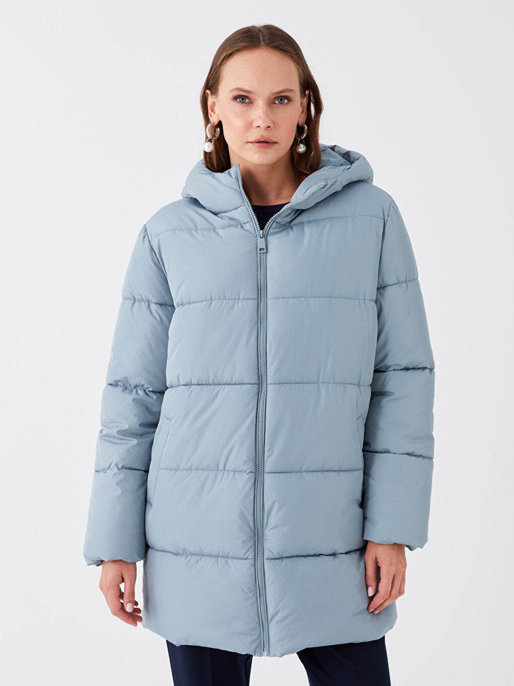 Women's Hooded Plain Puffer Coat