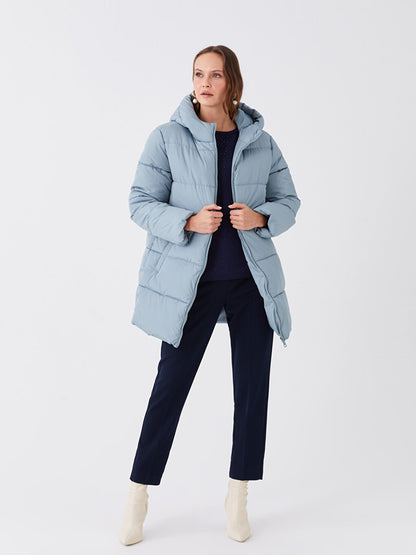 Women's Hooded Plain Puffer Coat