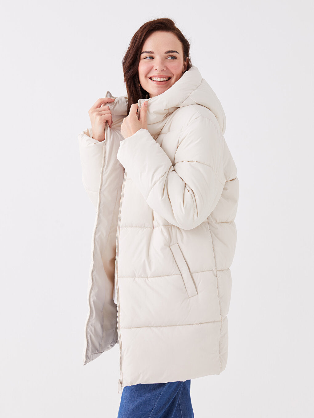 Women's Hooded Plain Puffer Coat