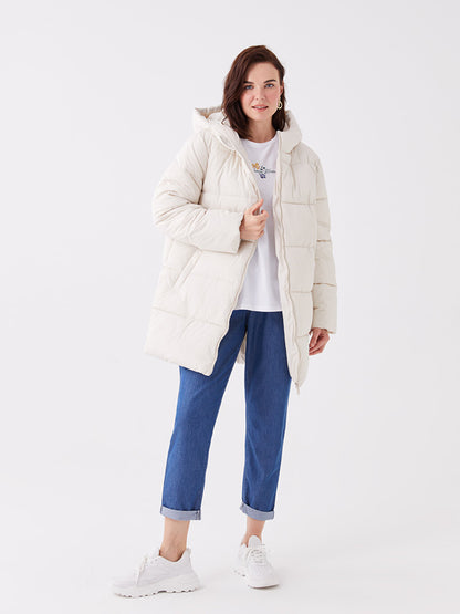 Women's Hooded Plain Puffer Coat