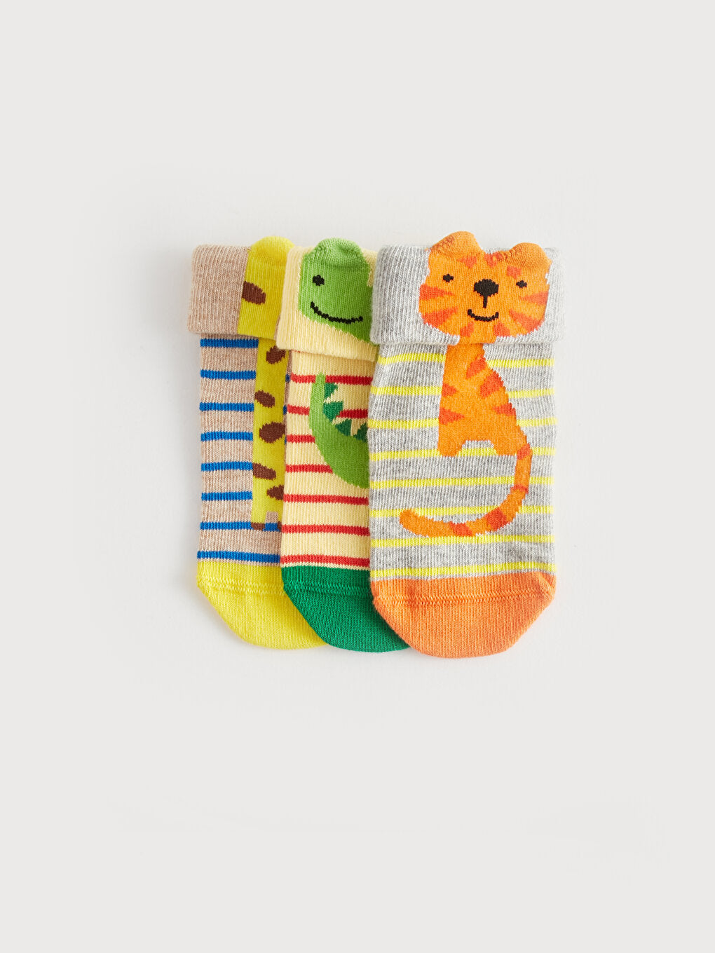 Patterned Baby Boy Socks with 3D Ear Figures, 3-pack