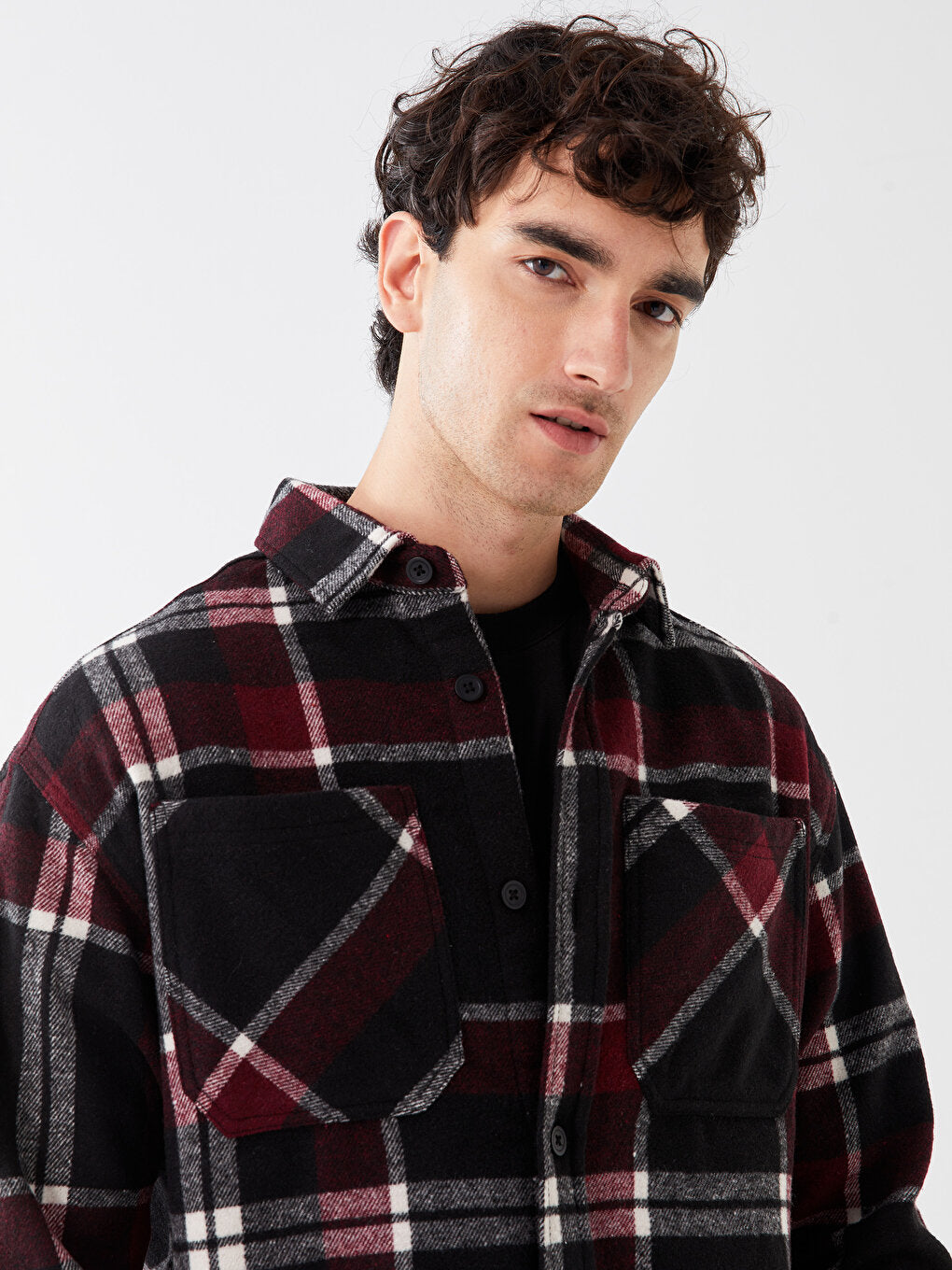 Comfortable Fit Long Sleeve Plaid Men's Lumberjack Shirt Jacket