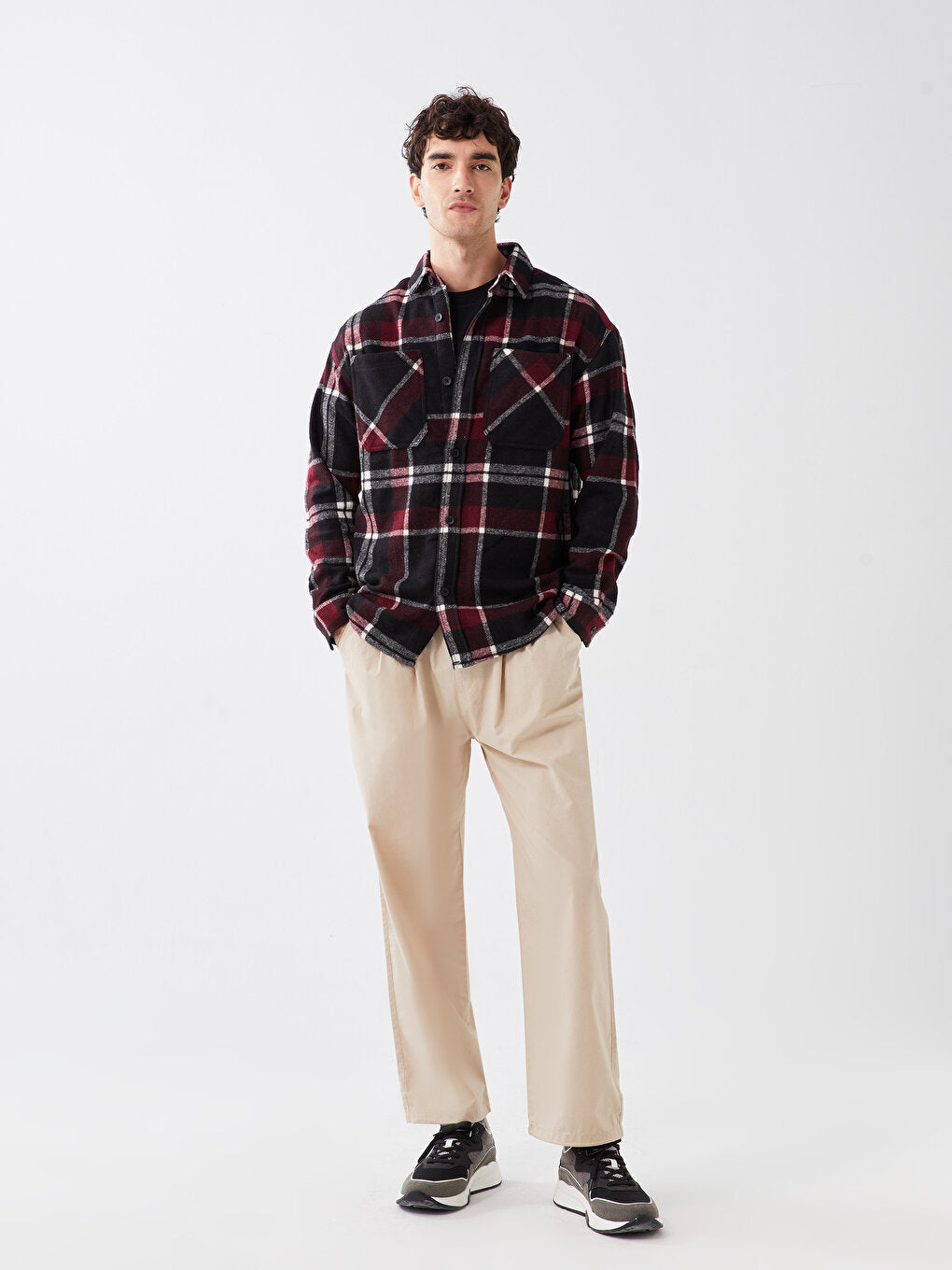 Comfortable Fit Long Sleeve Plaid Men's Lumberjack Shirt Jacket