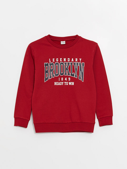 Crew Neck Printed Long Sleeve Boy's Sweatshirt