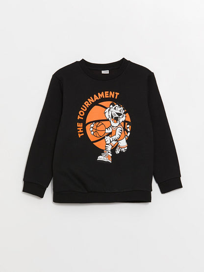 Crew Neck Printed Long Sleeve Boy's Sweatshirt