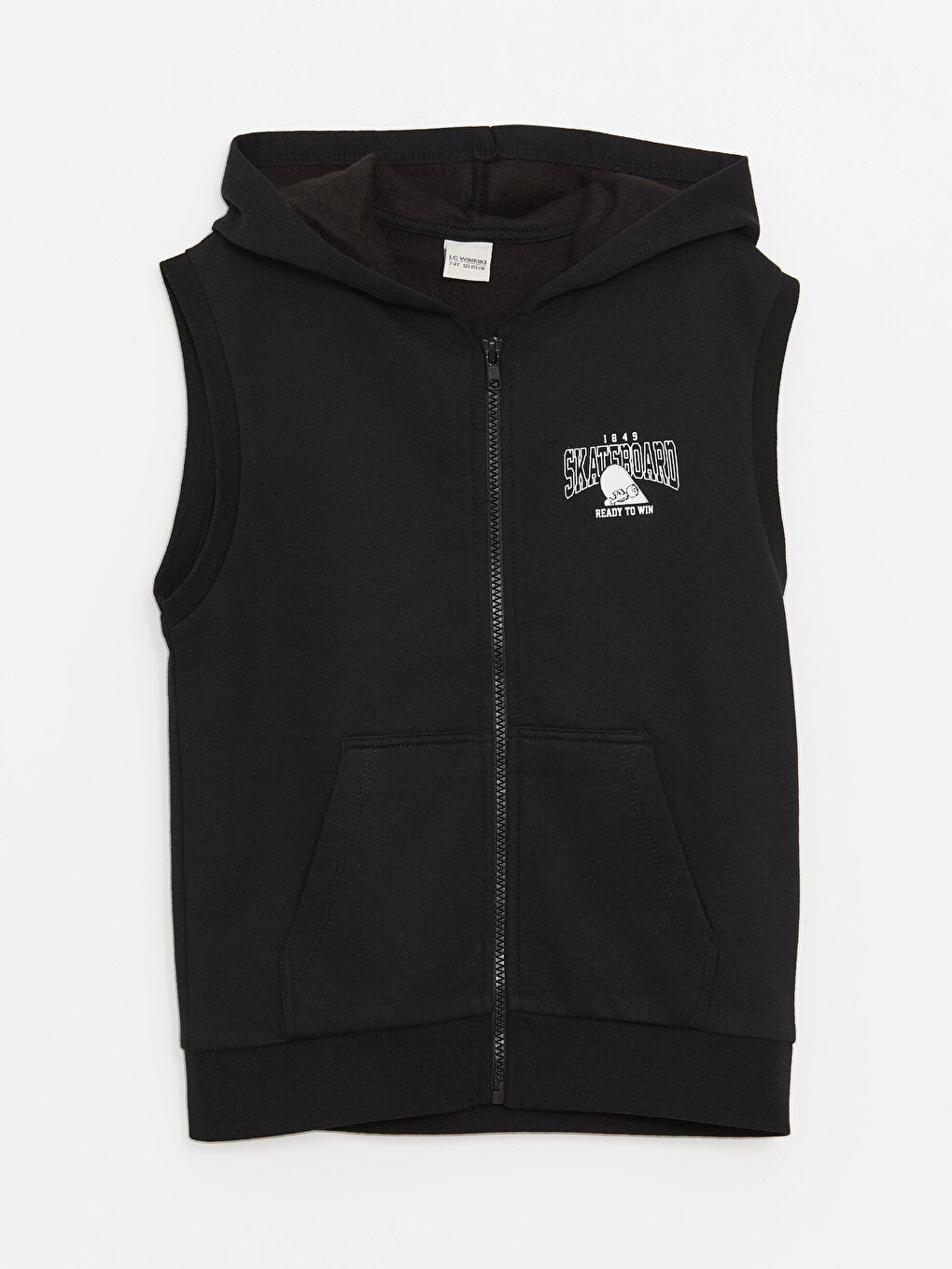 Hooded Printed Boy's Zipper Vest