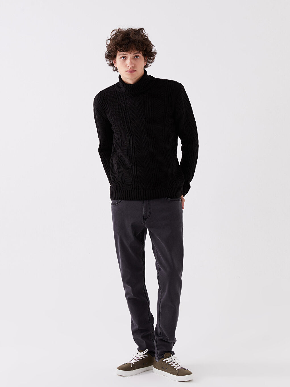 Turtleneck Long Sleeve Men's Knitwear Sweater