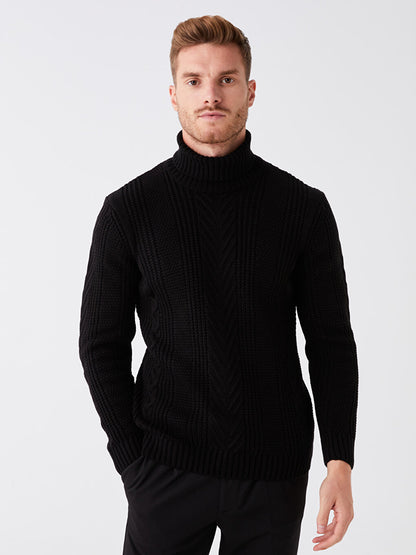 Turtleneck Long Sleeve Men's Knitwear Sweater