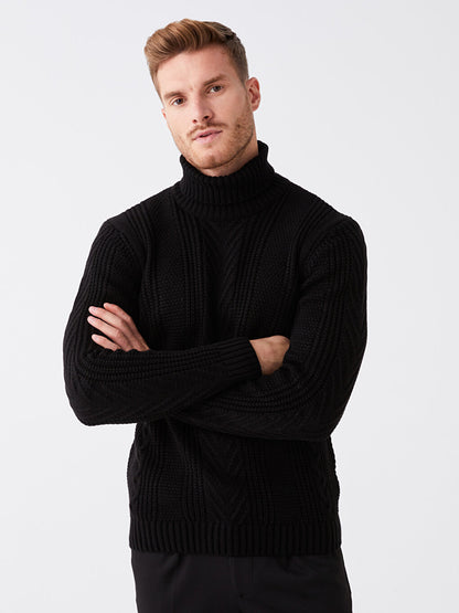 Turtleneck Long Sleeve Men's Knitwear Sweater