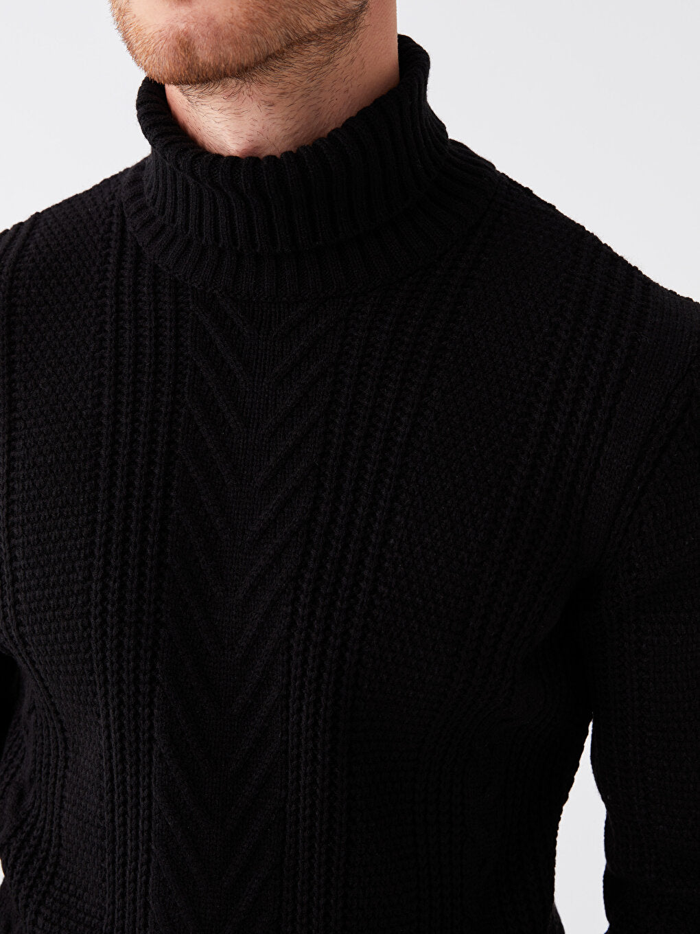 Turtleneck Long Sleeve Men's Knitwear Sweater