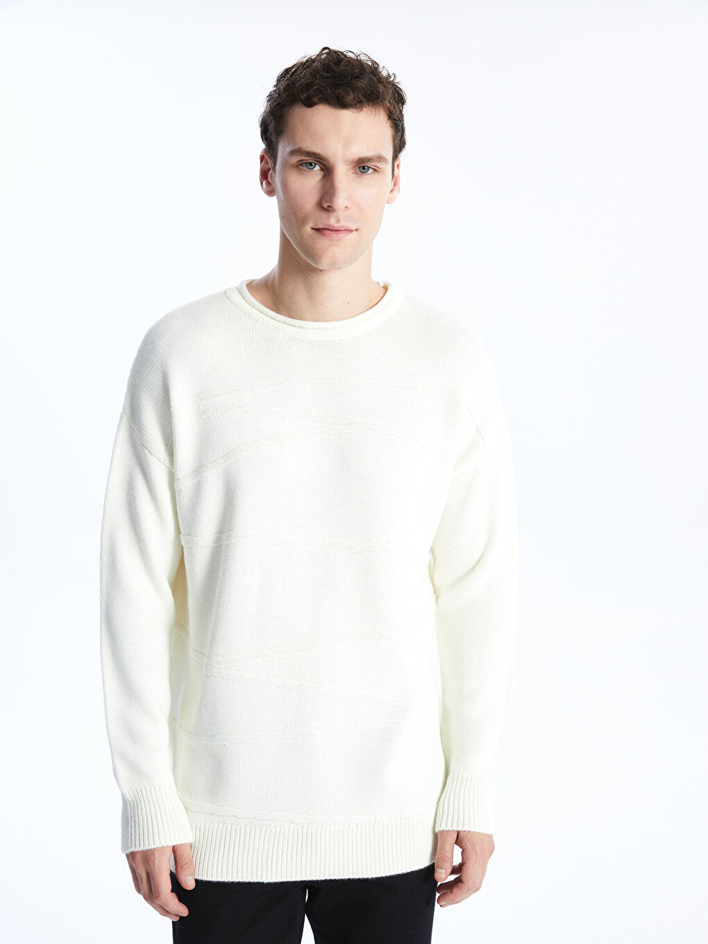 Crew Neck Long Sleeve Men's Knitwear Sweater