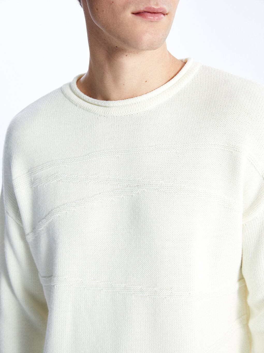 Crew Neck Long Sleeve Men's Knitwear Sweater