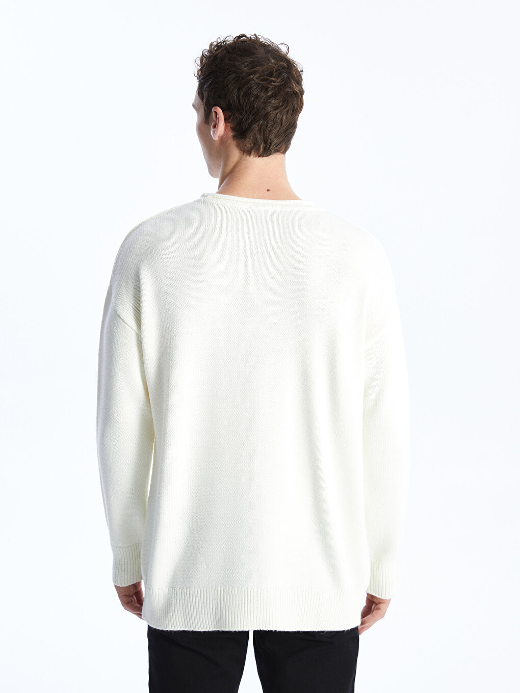 Crew Neck Long Sleeve Men's Knitwear Sweater