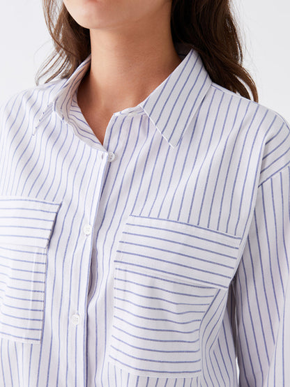 Striped Long Sleeve Oversize Women's Shirt