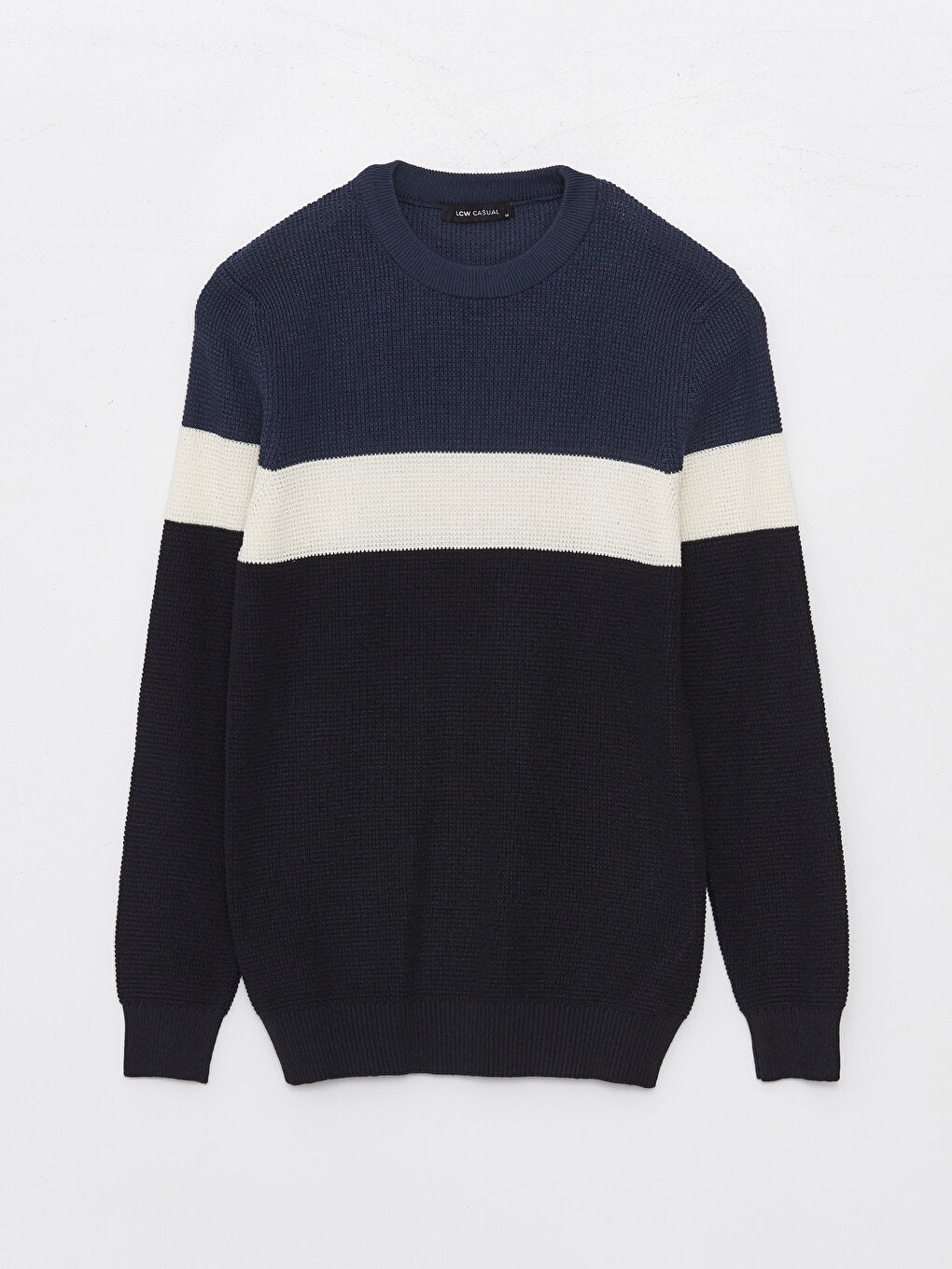 Crew Neck Long Sleeve Color Block Men's Knitwear Sweater