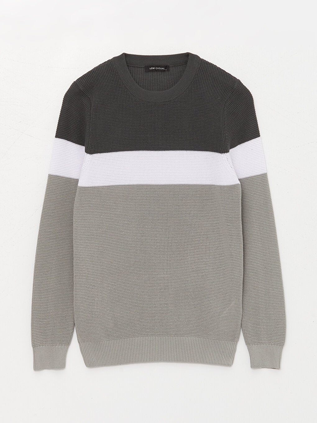 Crew Neck Long Sleeve Color Block Men's Knitwear Sweater