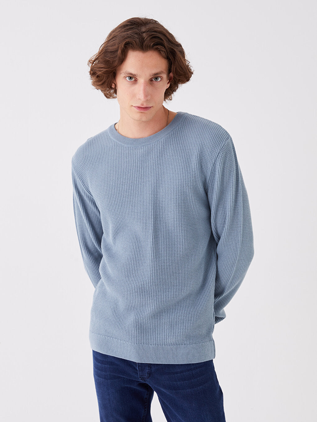 Crew Neck Long Sleeve Men's Knitwear Sweater