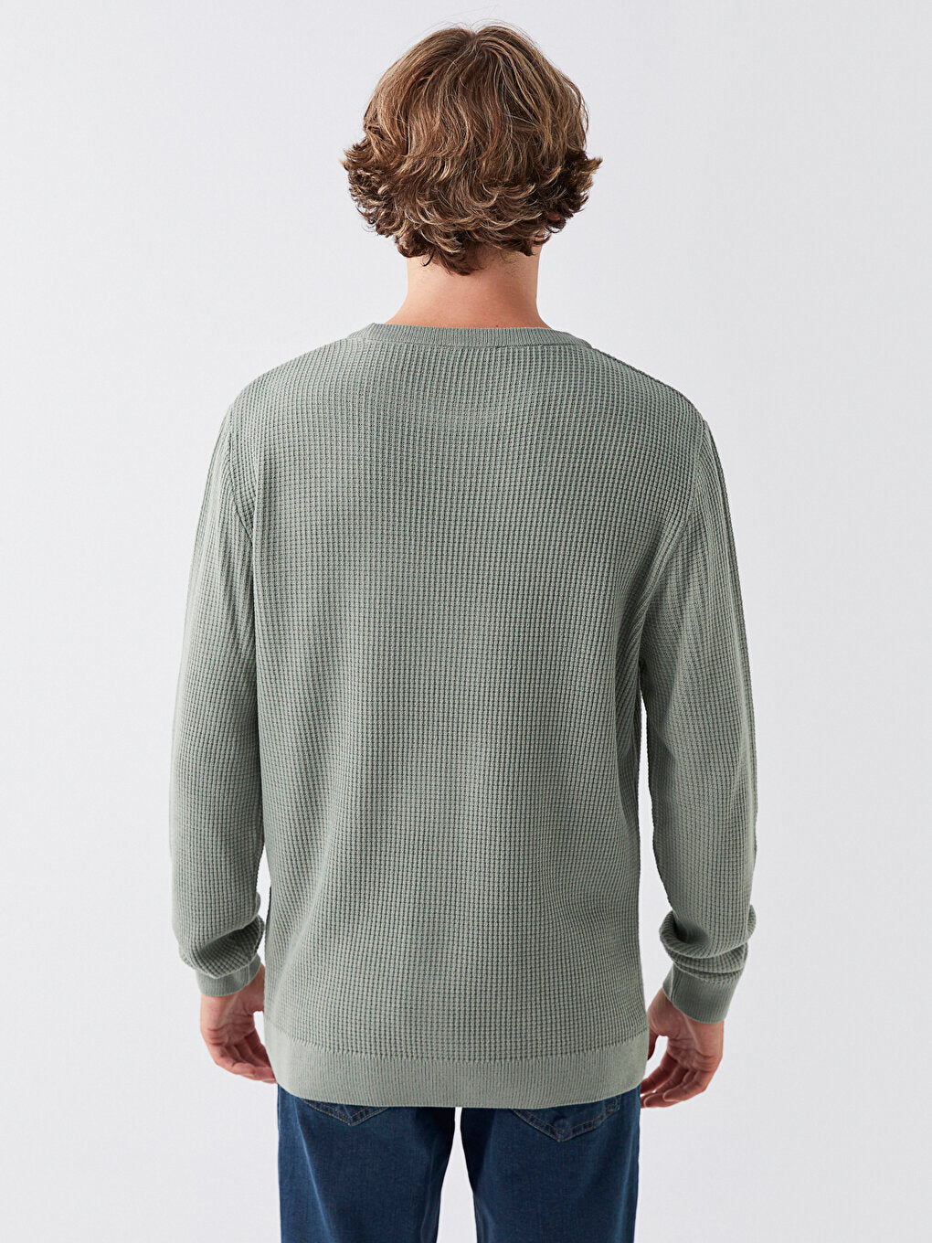 Crew Neck Long Sleeve Men's Knitwear Sweater