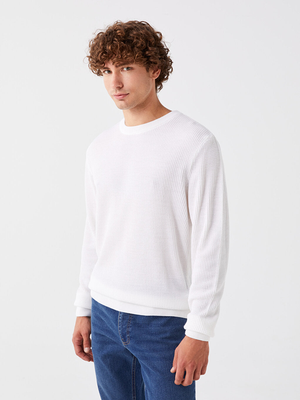 Crew Neck Long Sleeve Men's Knitwear Sweater