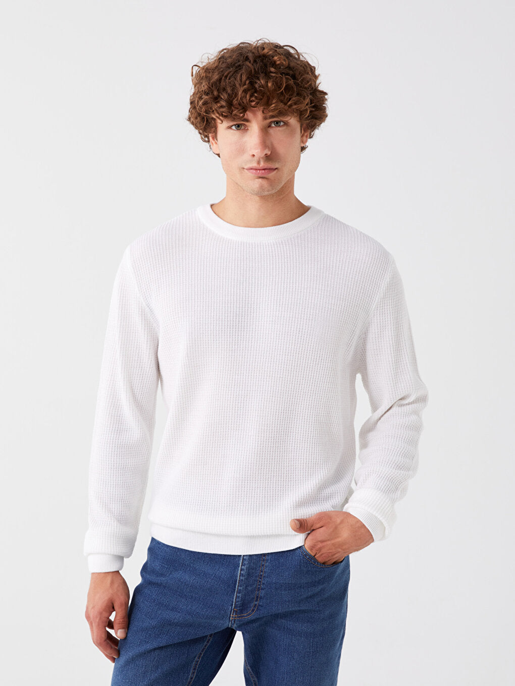 Crew Neck Long Sleeve Men's Knitwear Sweater