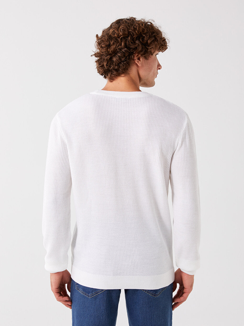 Crew Neck Long Sleeve Men's Knitwear Sweater