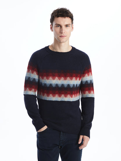 Crew Neck Long Sleeve Men's Knitwear Sweater