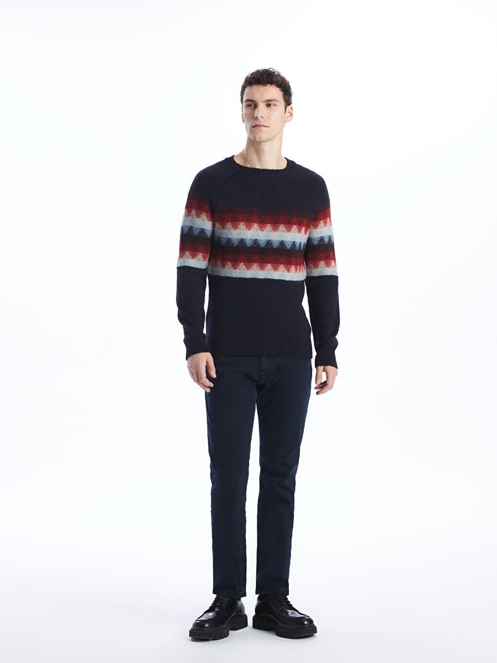 Crew Neck Long Sleeve Men's Knitwear Sweater