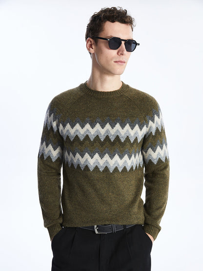 Crew Neck Long Sleeve Men's Knitwear Sweater