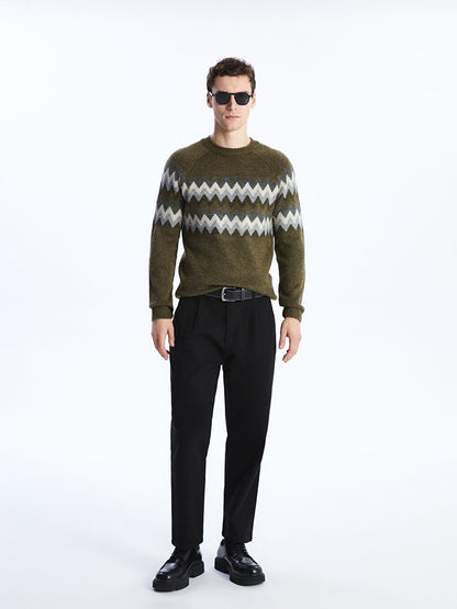 Crew Neck Long Sleeve Men's Knitwear Sweater