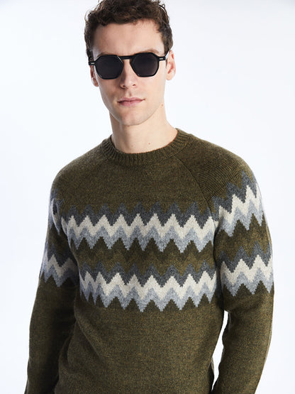 Crew Neck Long Sleeve Men's Knitwear Sweater