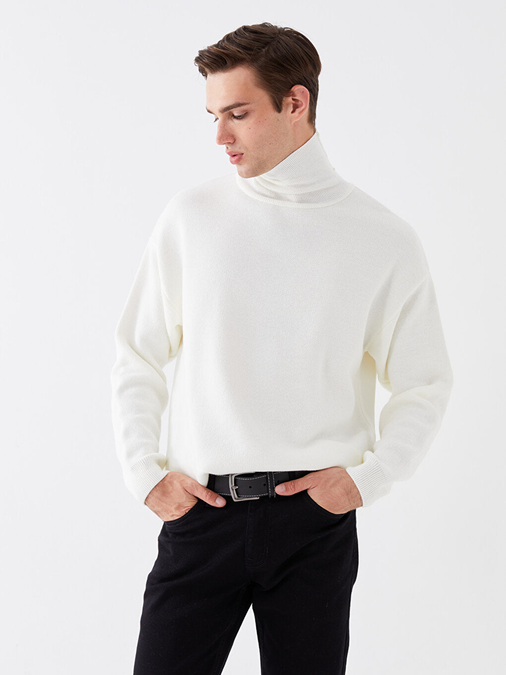 Turtleneck Long Sleeve Men's Knitwear Sweater