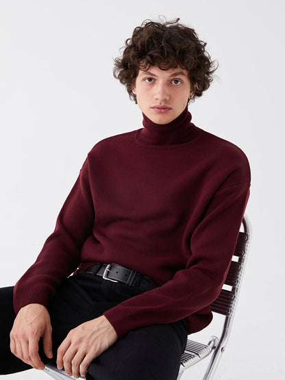 Turtleneck Long Sleeve Men's Knitwear Sweater