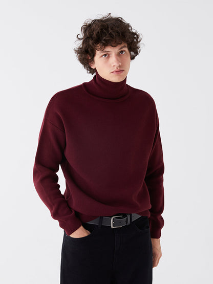 Turtleneck Long Sleeve Men's Knitwear Sweater