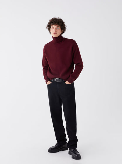 Turtleneck Long Sleeve Men's Knitwear Sweater