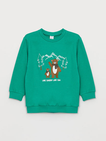 Crew Neck Long Sleeve Printed Baby Boy Sweatshirt