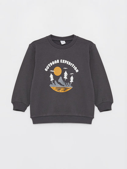 Crew Neck Long Sleeve Printed Baby Boy Sweatshirt