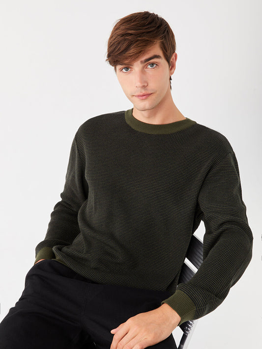 Crew Neck Long Sleeve Men's Knitwear Sweater