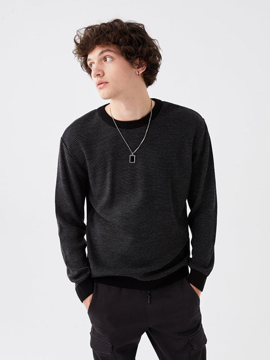 Crew Neck Long Sleeve Men's Knitwear Sweater