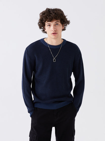 Crew Neck Long Sleeve Men's Knitwear Sweater